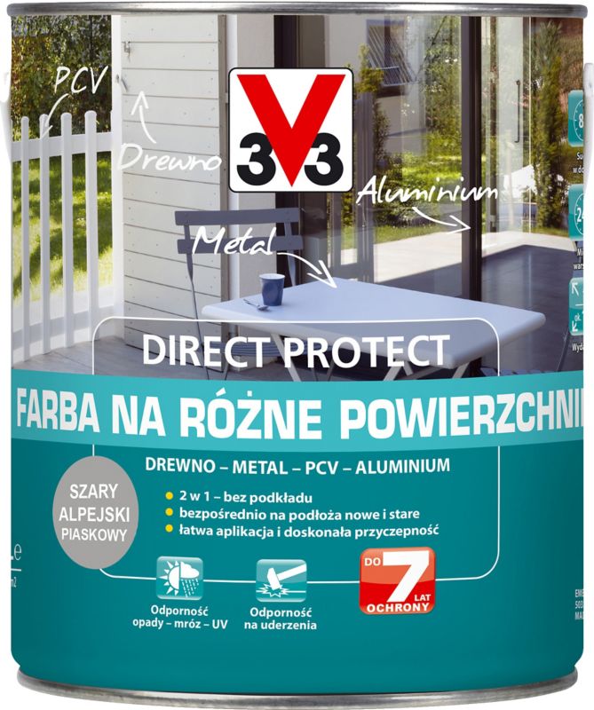 V33 Direct Protect maling i alpegrå 2,5 l