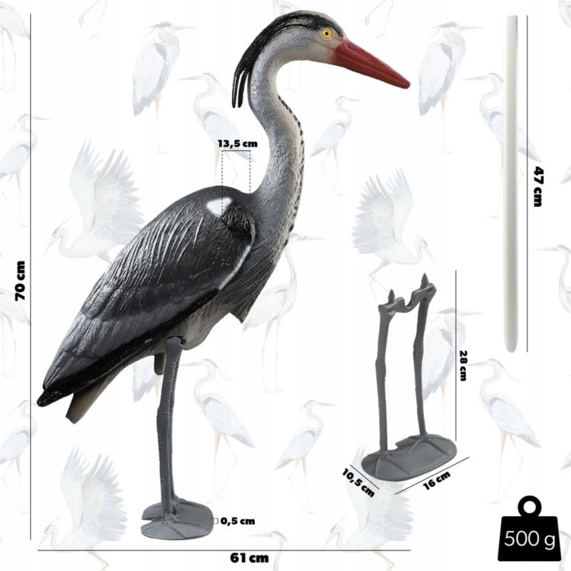 KADAX havefigur stor grå hejre 70 cm XXL – 1 stk.