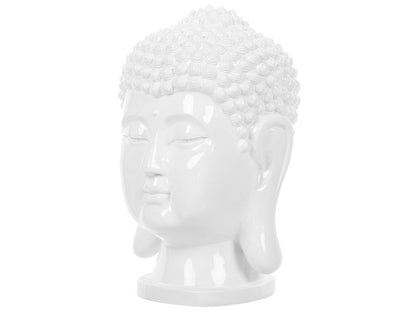 Dekorativ Buddha-figur i syntetisk harpiks Boho hvid 1 stk.