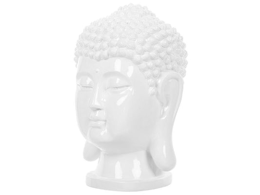 Dekorativ Buddha-figur i syntetisk harpiks Boho hvid 1 stk.