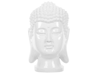 Dekorativ Buddha-figur i syntetisk harpiks Boho hvid 1 stk.