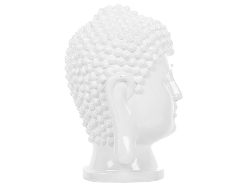 Dekorativ Buddha-figur i syntetisk harpiks Boho hvid 1 stk.