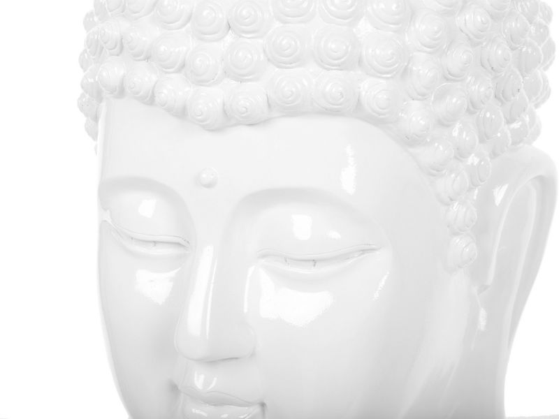 Dekorativ Buddha-figur i syntetisk harpiks Boho hvid 1 stk.