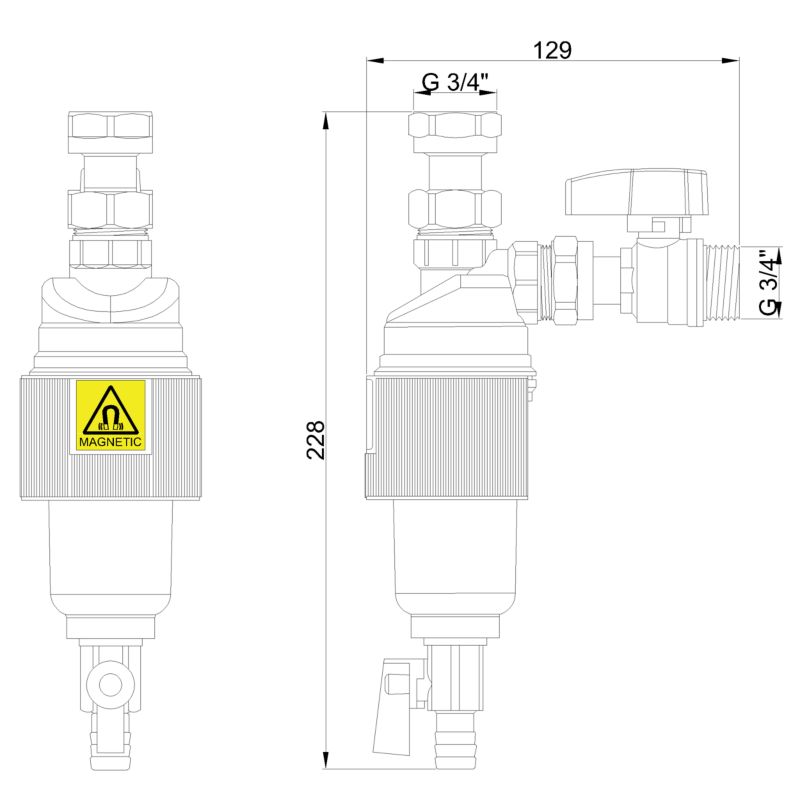 Magnetisk Slamudskiller 3/4" CS-02-020-G