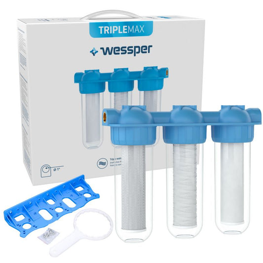 Wessper 3-trins forfilter til vand, rørmonteret, 1" gevind, 1 stk.