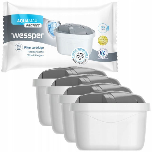 Wessper vandfilter til filterkander, erstatning for Brita Maxtra Plus, 4 stk.