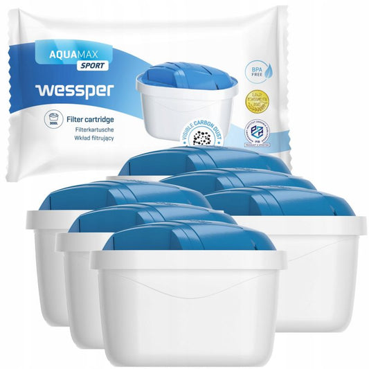 Wessper aquamax Sport vandfilter til vandkander – erstatning, 6 stk.