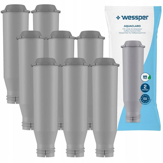 Wessper AquaClaro vandfilter til espressomaskiner – erstatning til Krups, Nivona og Siemens, aktivt kul, 8 stk.