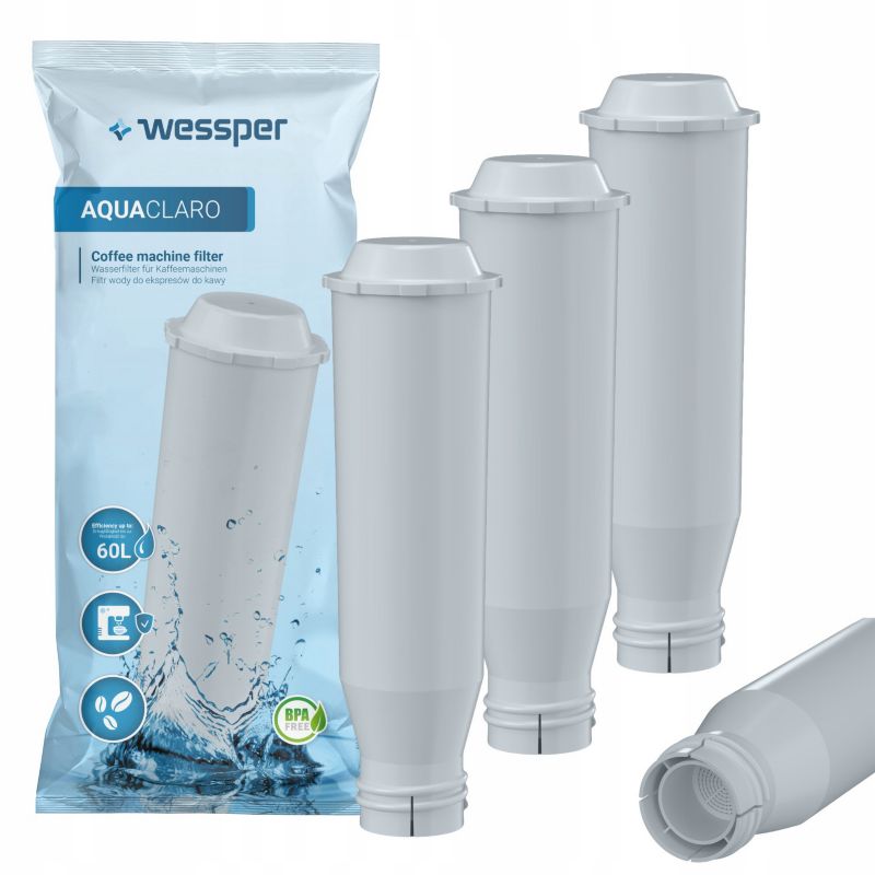Wessper AquaClaro vandfilter til Krups Nivona espressomaskine, kulbaseret, 3 stk.