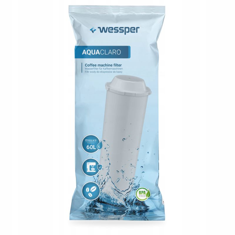 Wessper AquaClaro vandfilter til Krups og Nivona espressomaskiner, kulbaseret, 5 stk.