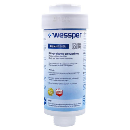 Wessper AquaWasher universal vandfilter til vaskemaskine og opvaskemaskine til hårdt vand, 1 stk.