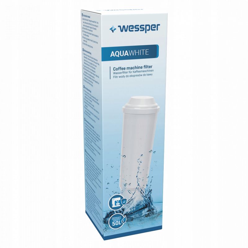 Wessper AquaWhite vandfilter til Jura espressomaskine, aktivt kul, erstatningsfilter, 6 stk