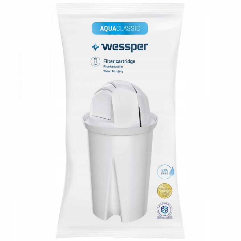 Wessper AquaClassic vandfilter, 6 stk. filterpatroner – erstatning til Brita, Dafi og Aquaphor