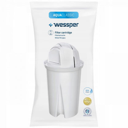 Wessper AquaClassic vandfilter, 6 stk. filterpatroner – erstatning til Brita, Dafi og Aquaphor