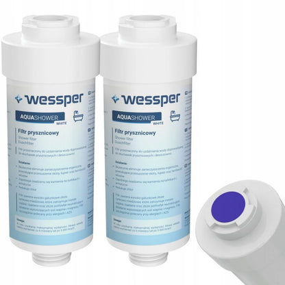 Wessper universal vandfilter til bruser, blødgørende, til bruserhoveder og slanger, 2 stk