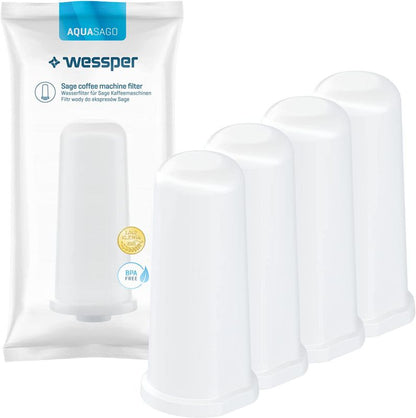Wessper vandfiltre, erstatning til Sage Breville espressomaskine, SES008 BES008, aktivt kul, 4 stk
