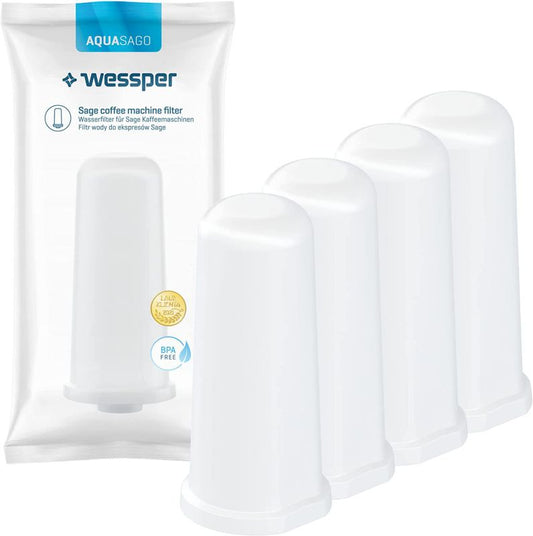 Wessper vandfiltre, erstatning til Sage Breville espressomaskine, SES008 BES008, aktivt kul, 4 stk