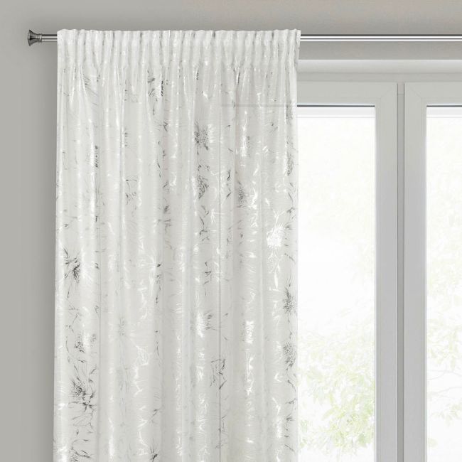 Eurofirany Feza gardin 140 x 300 cm hvid/sølv