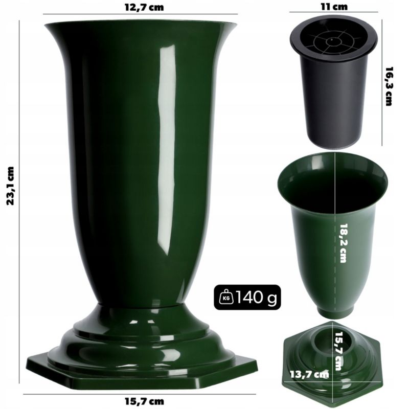 KADAX gravvase grøn 23 cm – 1 stk.