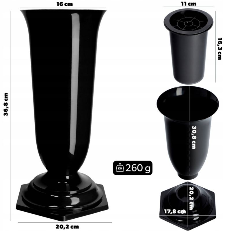 KADAX gravvase flakon med sort fod, 37 cm, 1 stk.