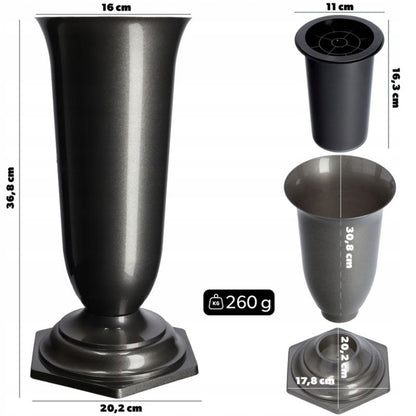 KADAX gravvase flakon med grafitfarvet indsats og fod, 37 cm, 1 stk.