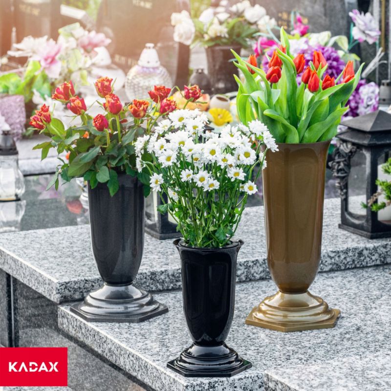 KADAX kirkeflakon vase til gravsted med guldfinish, 37 cm, 1 stk.