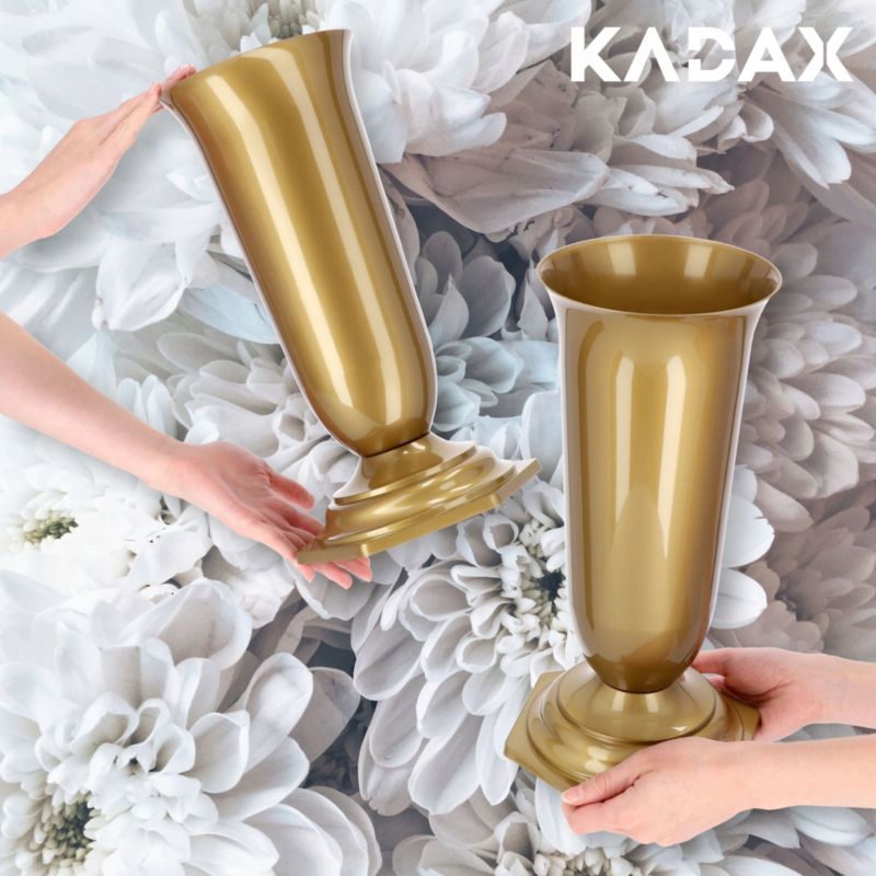KADAX kirkeflakon vase til gravsted med guldfinish, 37 cm, 1 stk.