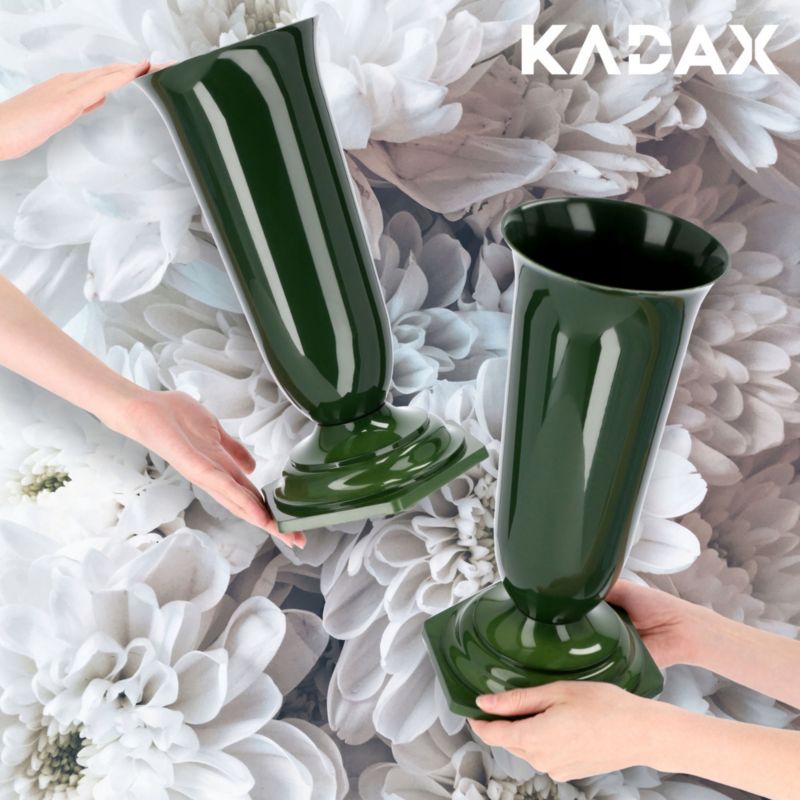 KADAX kirkeflakon vase til gravsted med indsats og fod, grøn, 37 cm, 1 stk.