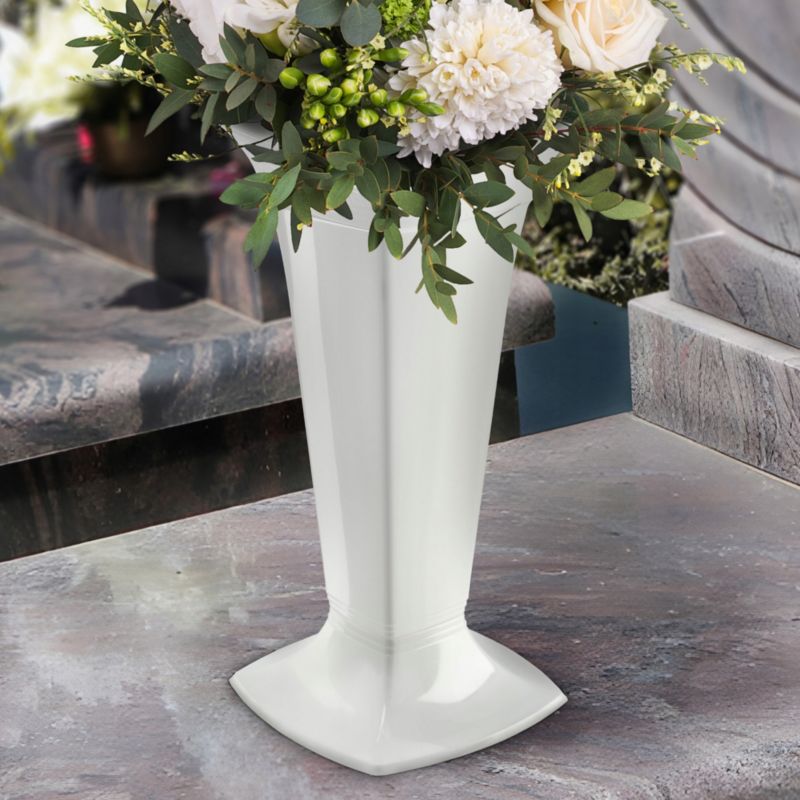 KADAX gravvase 39 cm hvid – elegant og holdbar dekoration til gravstedet, 1 stk.