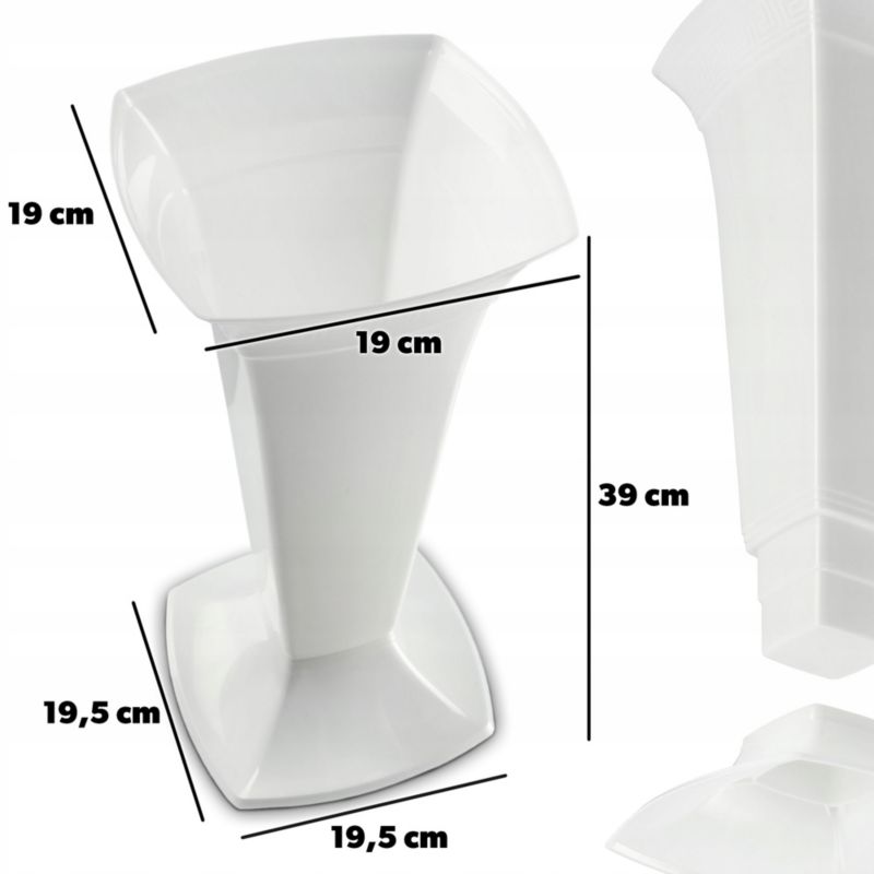 KADAX gravvase 39 cm hvid – elegant og holdbar dekoration til gravstedet, 1 stk.