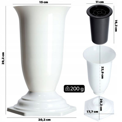 KADAX gravvase hvid 29 cm - 1 stk.
