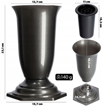 KADAX gravvase flakon til gravsted, grafit, 23 cm, 1 stk.