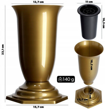 KADAX gravvase i guld, 23 cm, 1 stk.