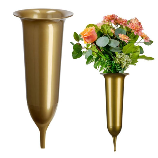 KADAX gravvase med nedstik 23 cm i guld – 1 stk.