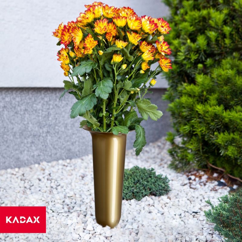 KADAX gravvase med nedstik 23 cm i guld – 1 stk.
