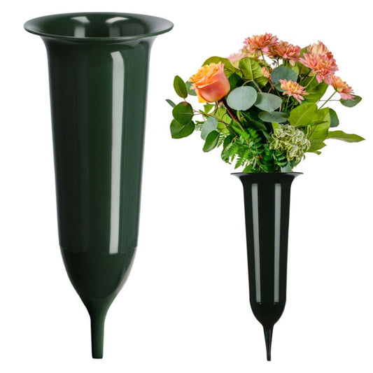 KADAX gravvase med nedstik - 23 cm grøn til blomster, 1 stk.