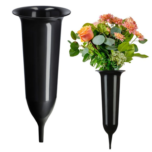 KADAX gravvase med nedstik 35 cm til blomster, sort, 1 stk.