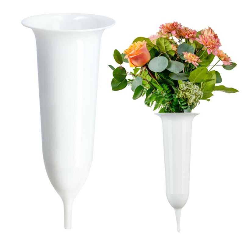 KADAX flakon gravvase 30 cm hvid med spyd til kunstige blomster, 1 stk.