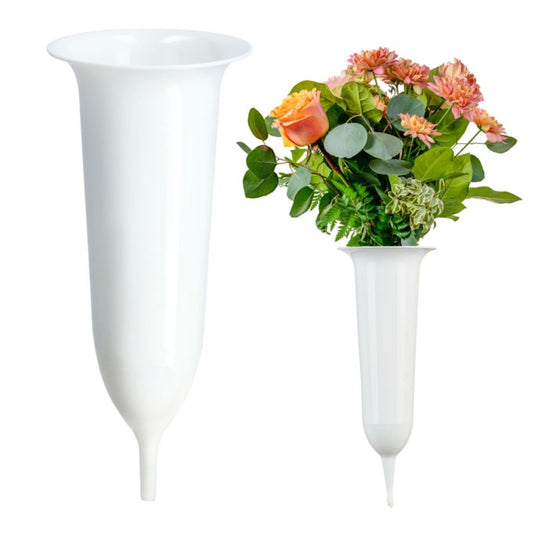 KADAX flakon gravvase 30 cm hvid med spyd til kunstige blomster, 1 stk.