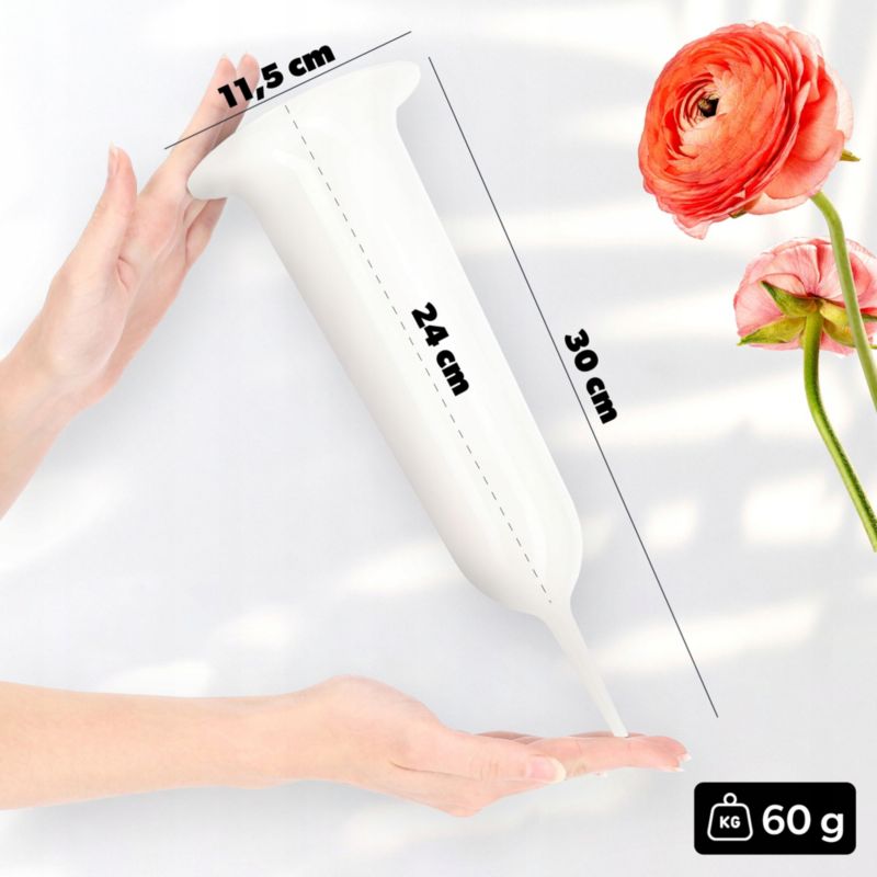KADAX flakon gravvase 30 cm hvid med spyd til kunstige blomster, 1 stk.