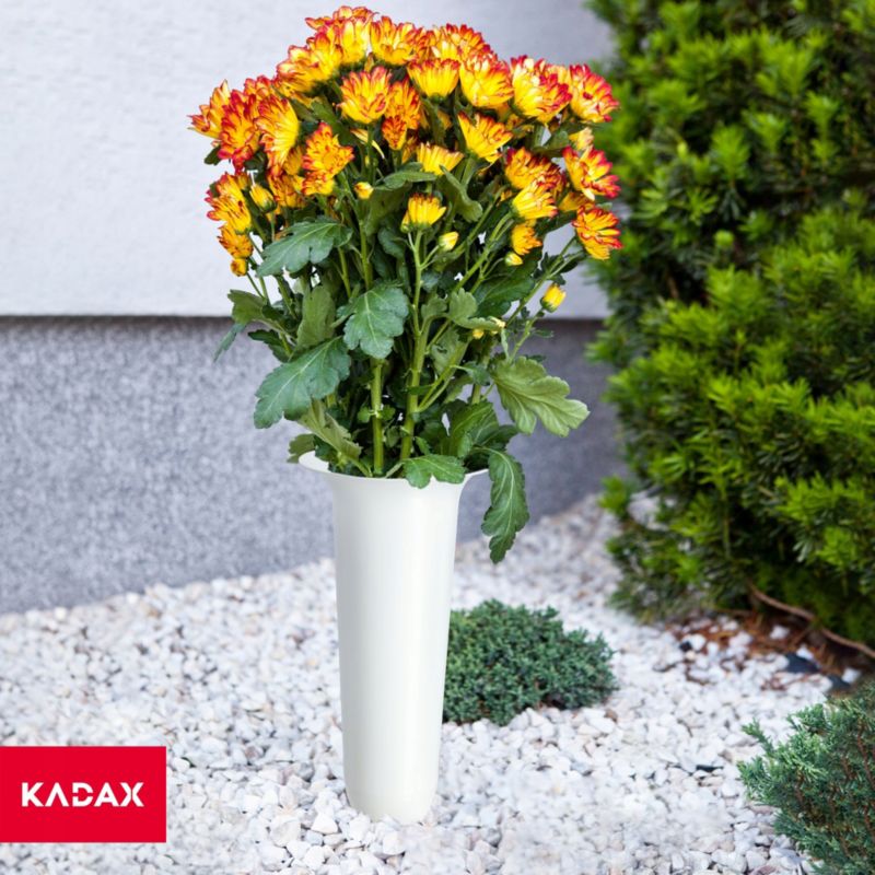 KADAX flakon gravvase 30 cm hvid med spyd til kunstige blomster, 1 stk.