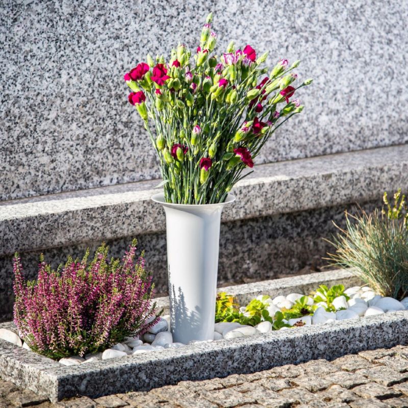 KADAX flakon gravvase 30 cm hvid med spyd til kunstige blomster, 1 stk.