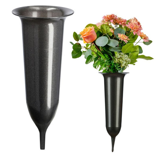 KADAX urne vase til gravsted 30 cm kunstige blomster med indsætningsspids grafitgrå 1 stk.