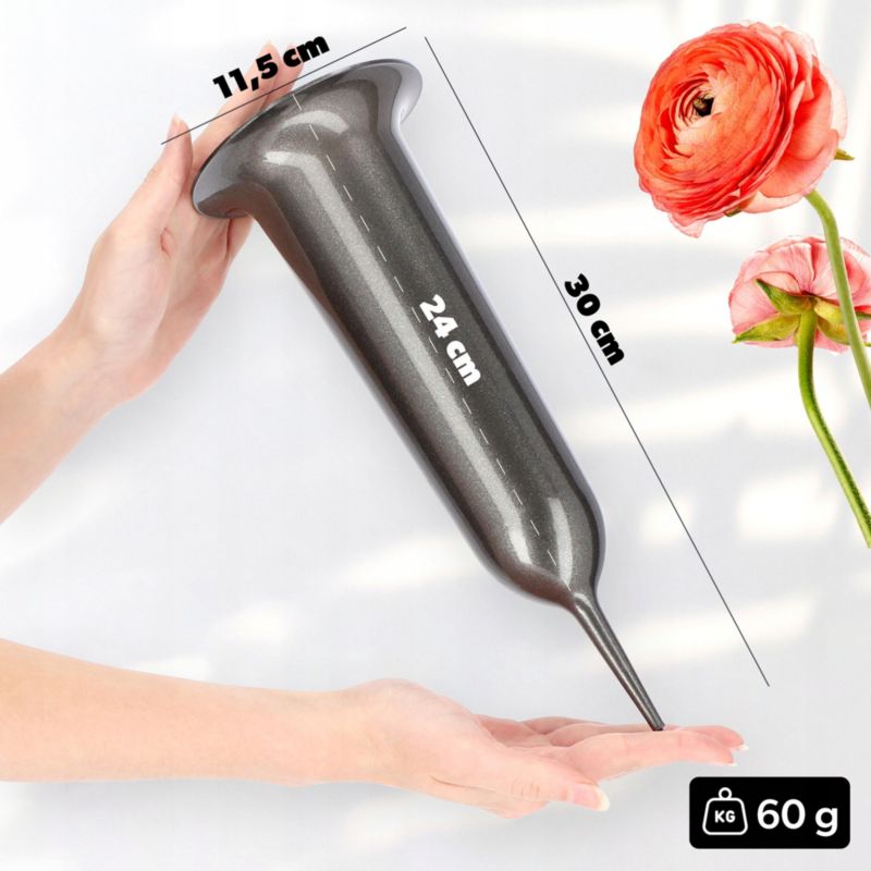 KADAX urne vase til gravsted 30 cm kunstige blomster med indsætningsspids grafitgrå 1 stk.