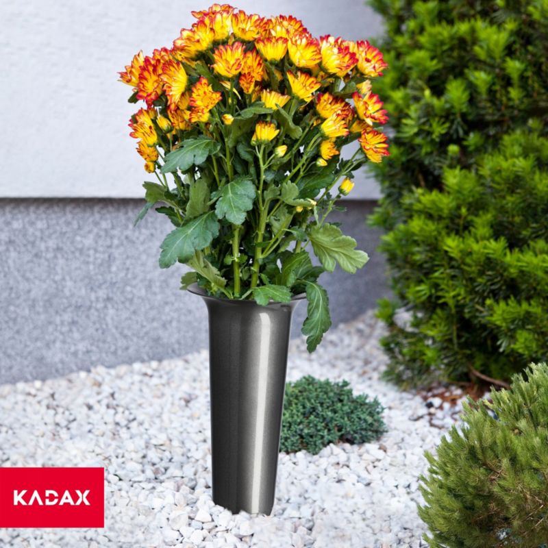 KADAX urne vase til gravsted 30 cm kunstige blomster med indsætningsspids grafitgrå 1 stk.