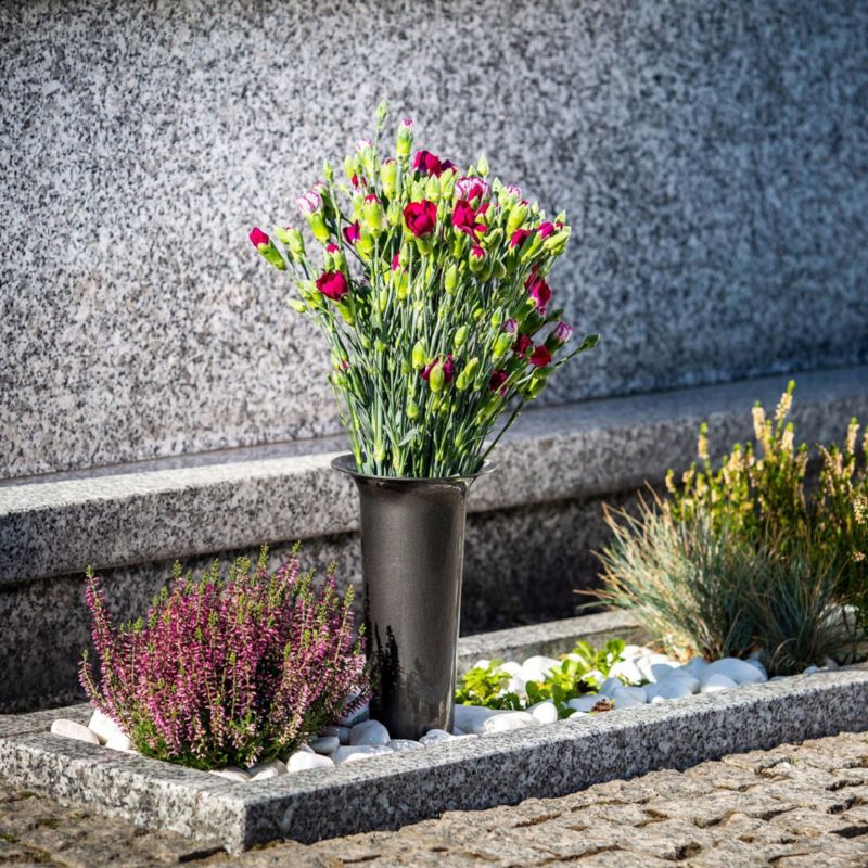 KADAX urne vase til gravsted 30 cm kunstige blomster med indsætningsspids grafitgrå 1 stk.