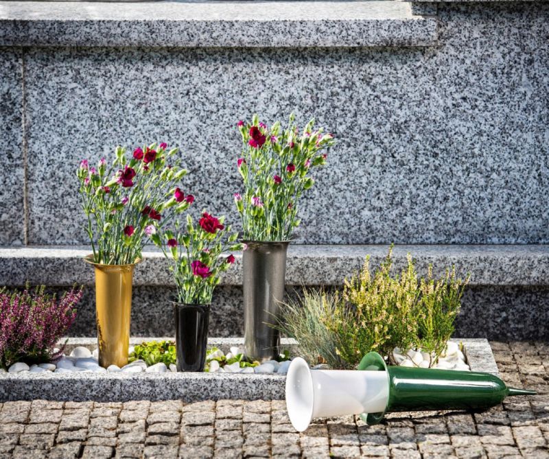 KADAX urne vase til gravsted 30 cm kunstige blomster med indsætningsspids grafitgrå 1 stk.