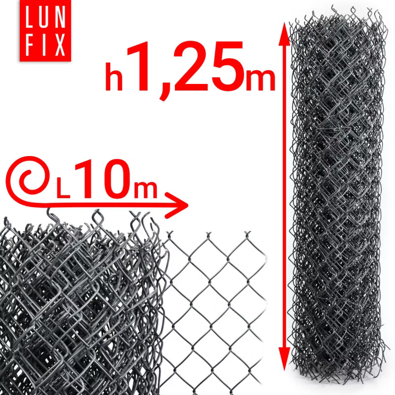 Flethegn 125 cm x 10 m Antracitgrå