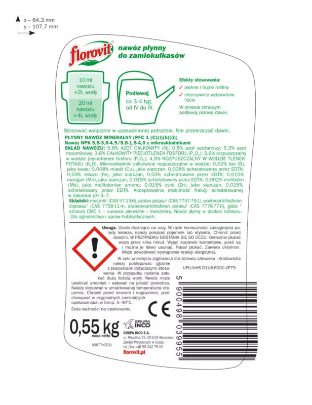Flydende Gødning til Zamioculcas 0,55 kg