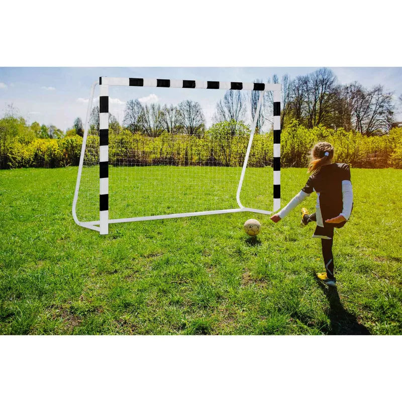 Fodboldmål 300x200x90 cm Stål Sort Hvid